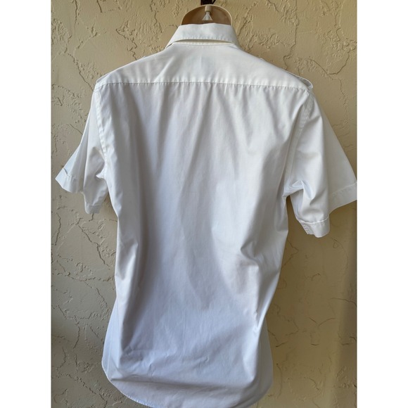 Murphy & Hartelius Men's White Uniform Shirt Short Sleeve Epaulets Size 16.5 S/M - Picture 4 of 7